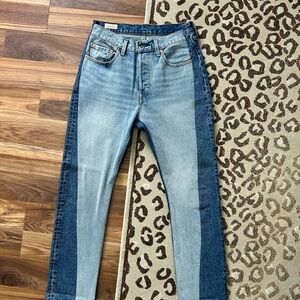 Levi's Two-Tone Straight Leg Jeans - Light and Dark Blue 27